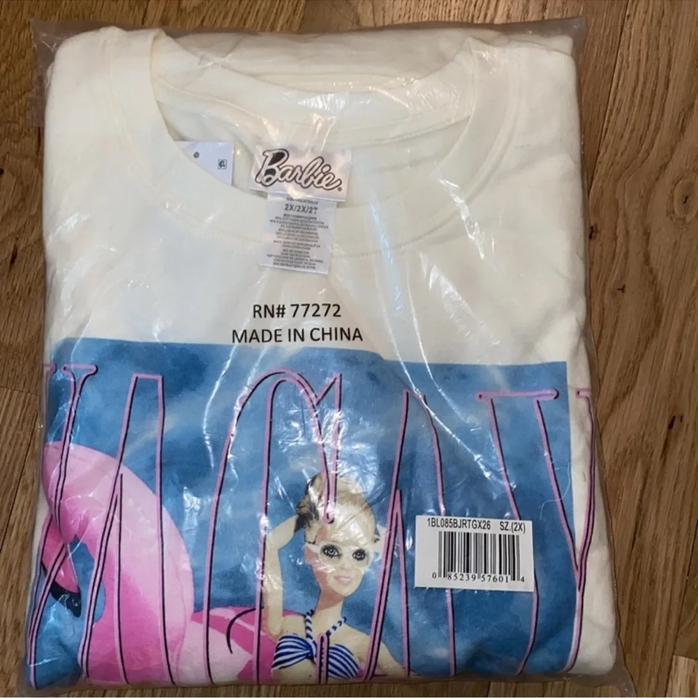Barbie Vacay Mode Graphic Long Sleeve Sweatshirt Ivory size 2X - Picture 4 of 4